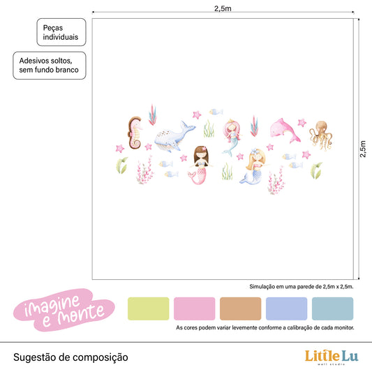 Adesivo de Parede - Mermaid Wonderland