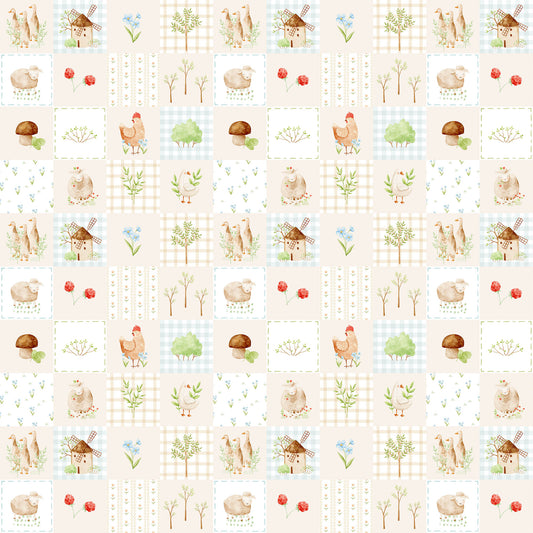 Papel de Parede Adesivo - Little Farm Chekered