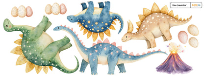 Adesivo de Parede - Dino Watercolors