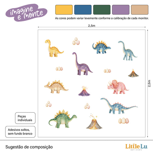Adesivo de Parede - Dino Watercolors