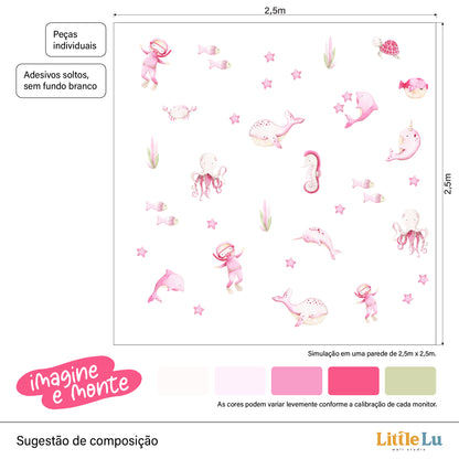 Adesivo de Parede - Pink Ocean Dreams