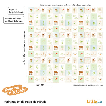 Papel de Parede Adesivo - Litte House Checkered