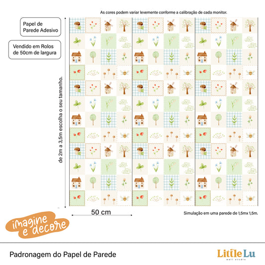 Papel de Parede Adesivo - Litte House Checkered
