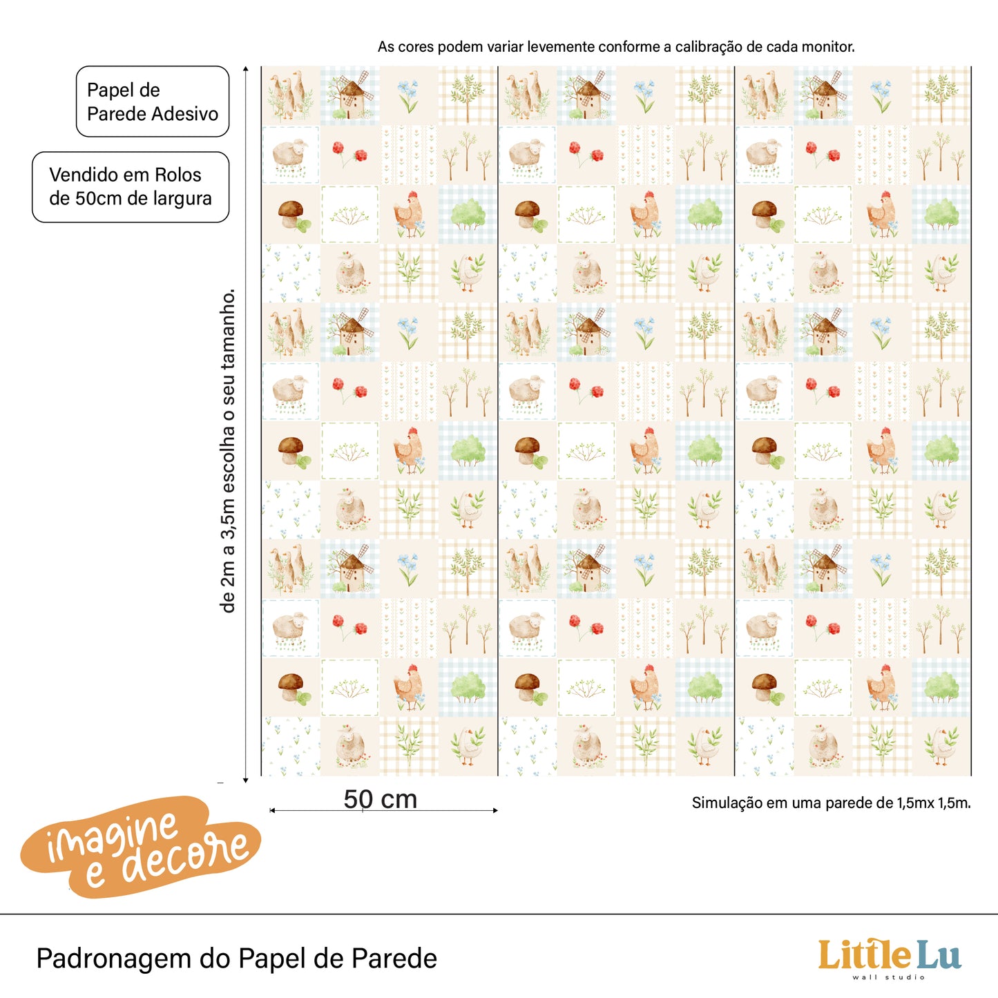 Papel de Parede Adesivo - Little Farm Chekered