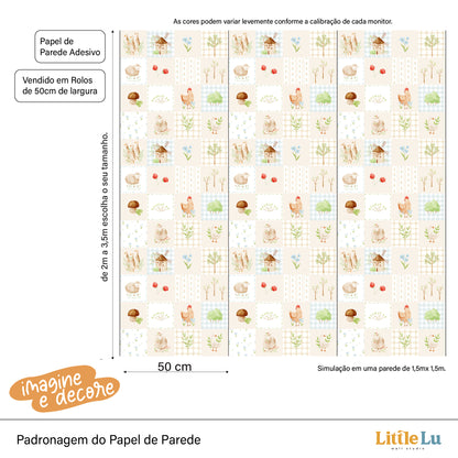 Papel de Parede Adesivo - Little Farm Chekered