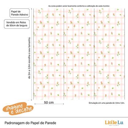 Papel de Parede Adesivo - Checkered Flower