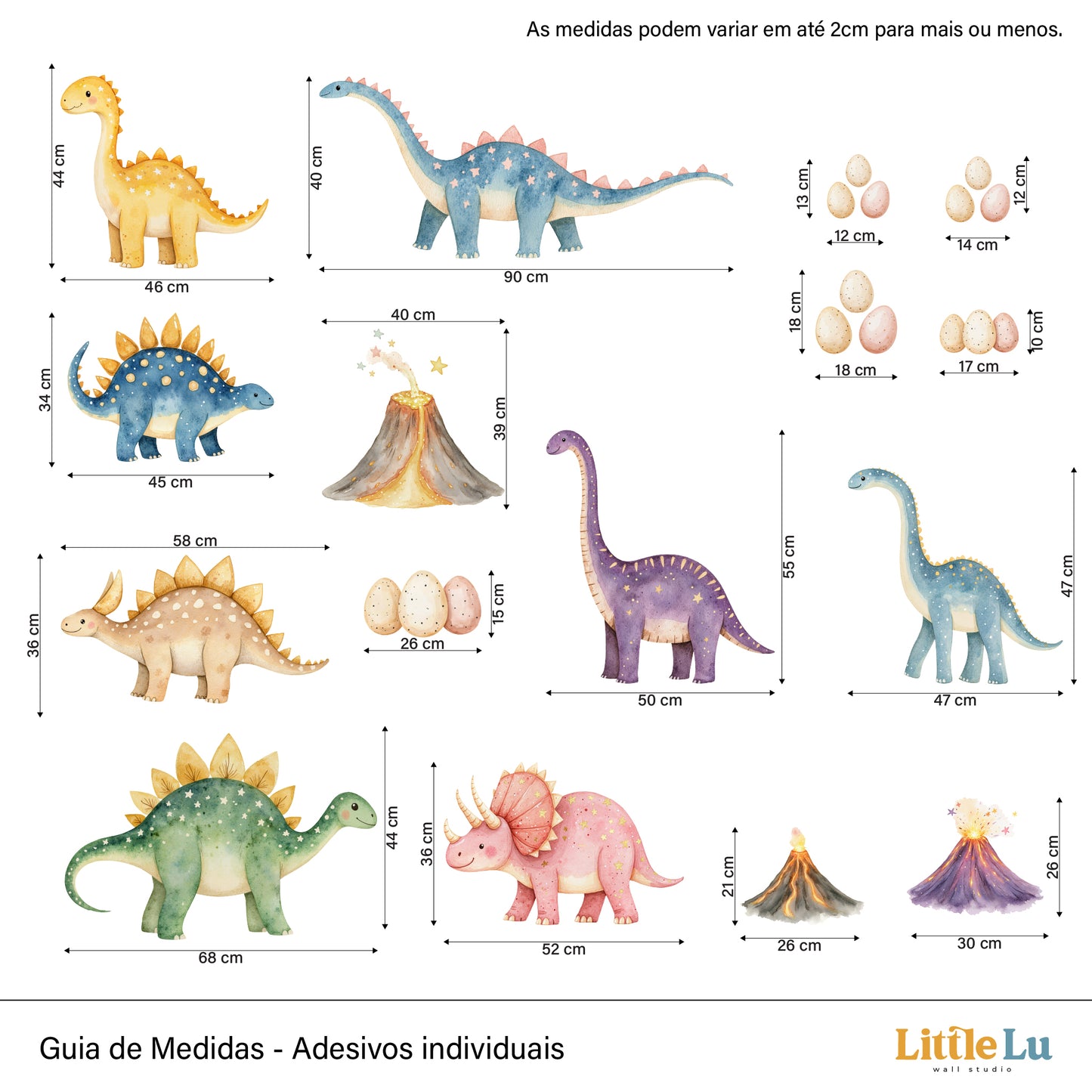 Adesivo de Parede - Dino Watercolors