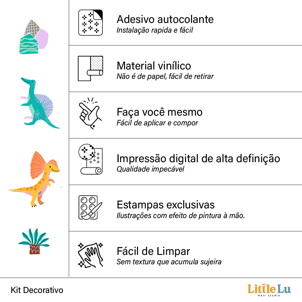 Kit Decorativo - Dino Pop Art - Little Lu Studio