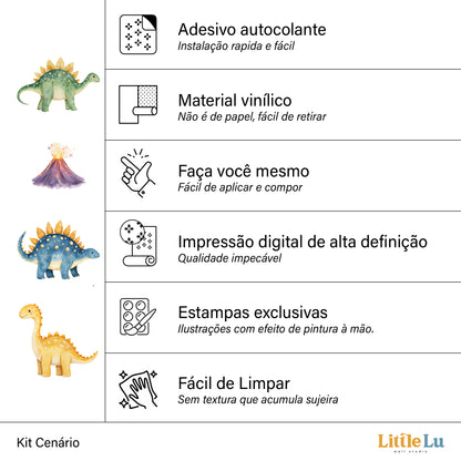 Adesivo de Parede - Dino Watercolors