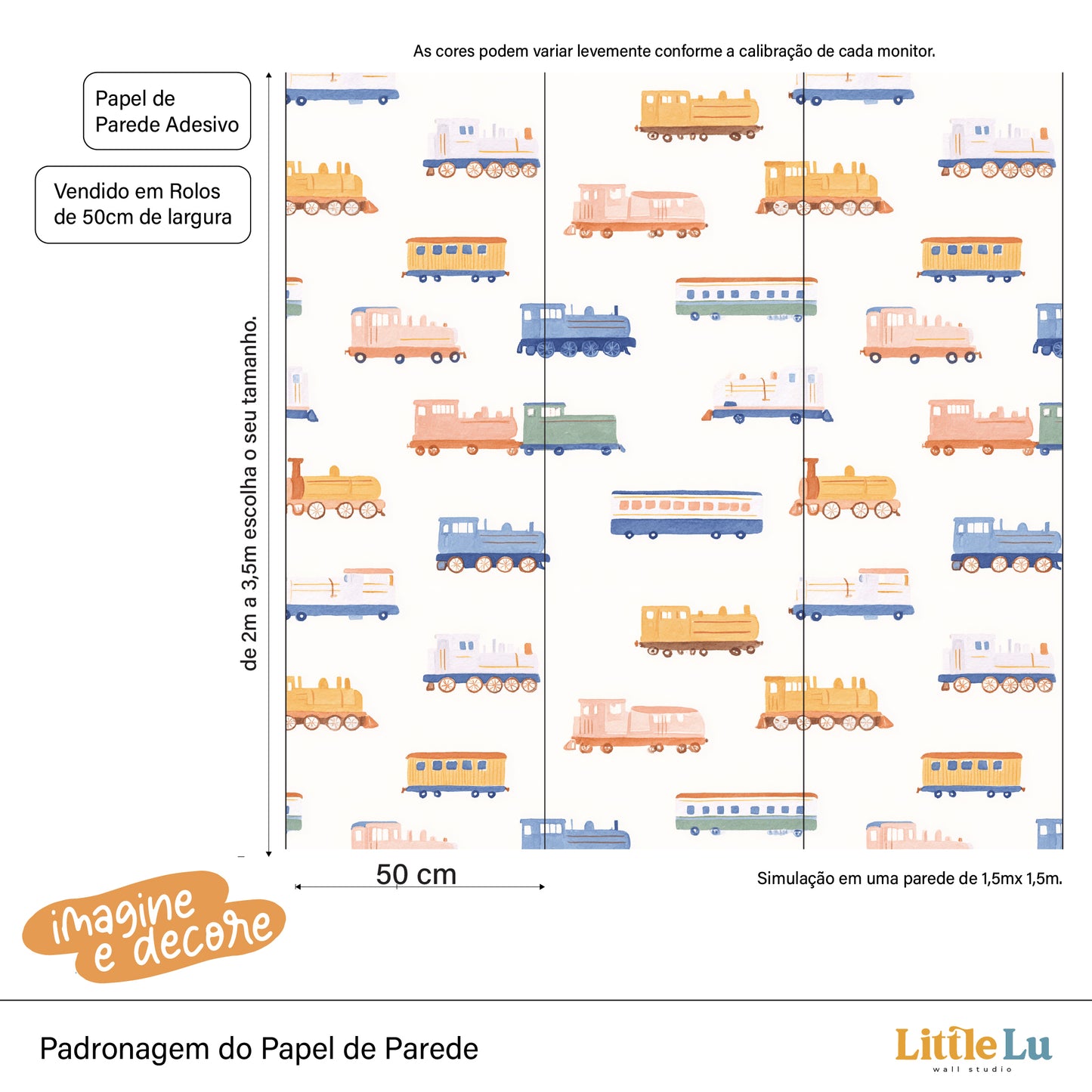 Papel de Parede Infantil - Train Tales