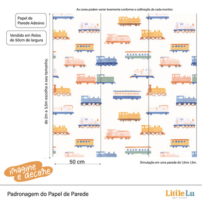 Papel de Parede Infantil - Train Tales