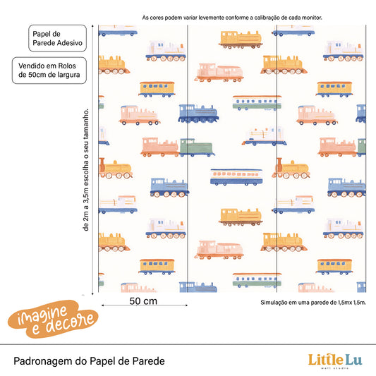 Papel de Parede Adesivo - Train Tales