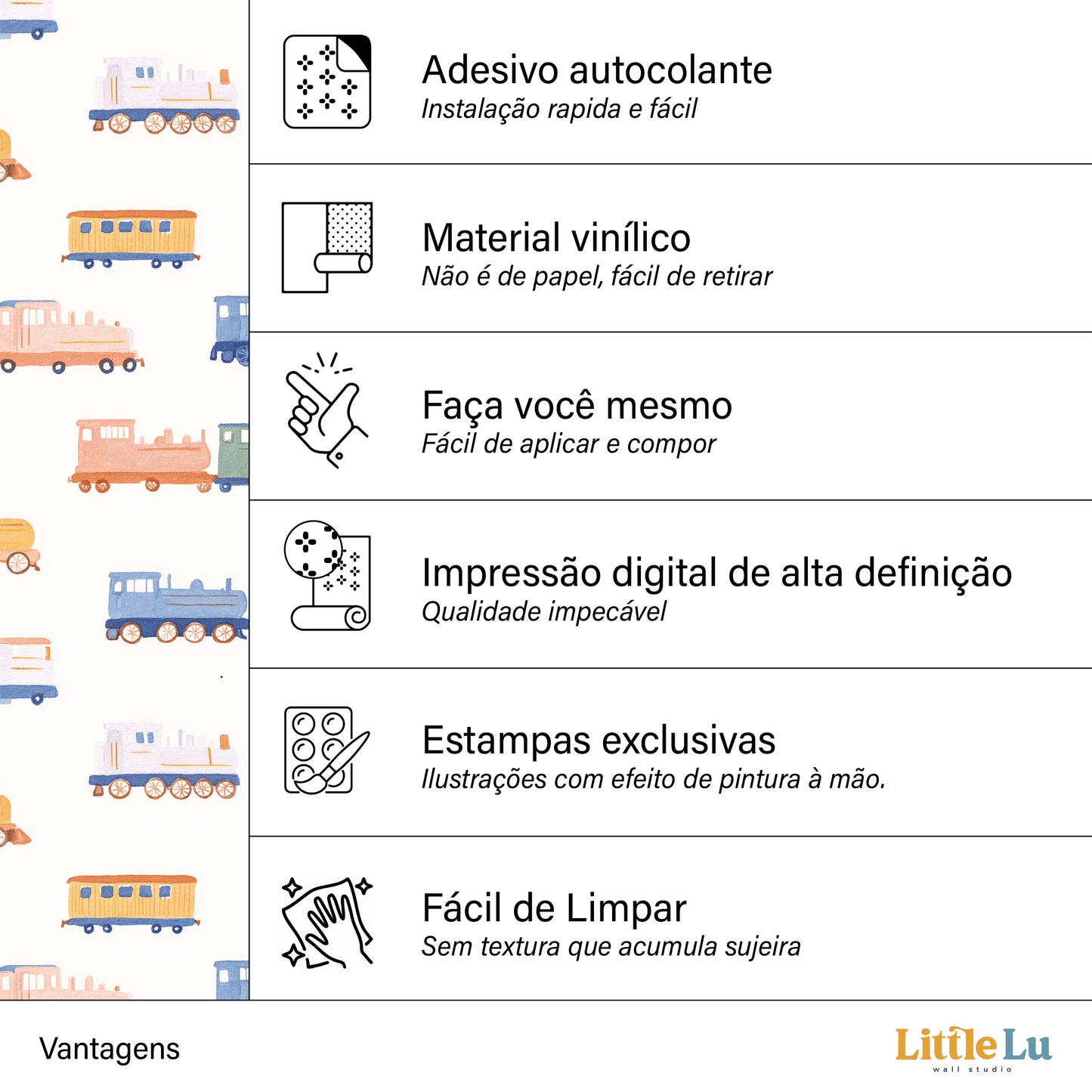 Papel de Parede Infantil - Train Tales