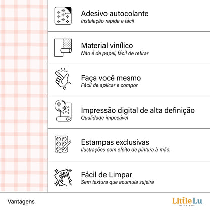 Papel de Parede Adesivo - Checkered Rose