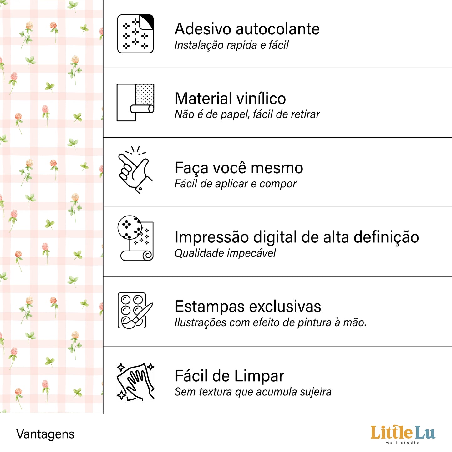 Papel de Parede Adesivo - Checkered Flower