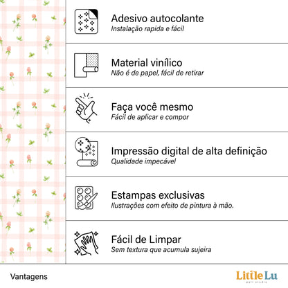 Papel de Parede Adesivo - Checkered Flower