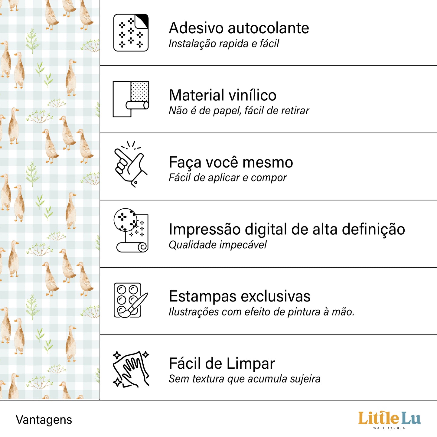 Papel de Parede Adesivo - Baby Duck