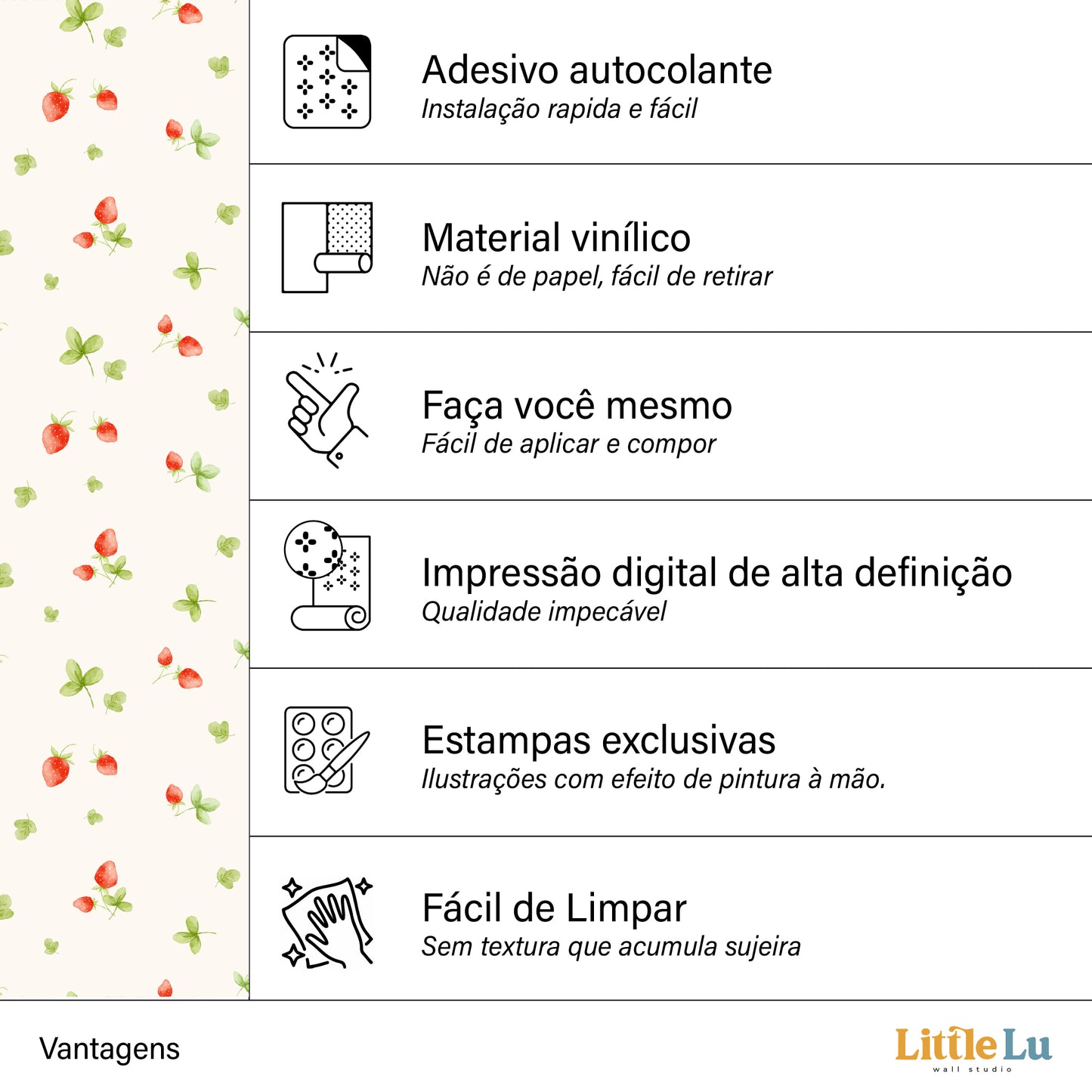 Papel de Parede Adesivo - Strawberry Farm