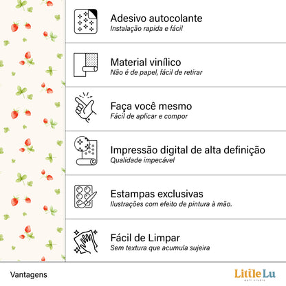 Papel de Parede Adesivo - Strawberry Farm