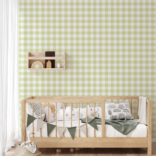 Papel de Parede Infantil - Xadrez Verde